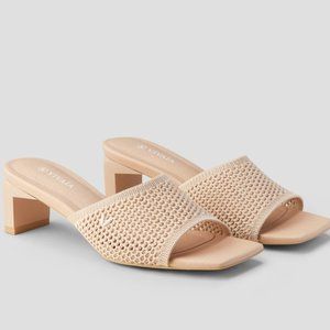 Vivaia Juliet Square-Toe Block Heel Slide